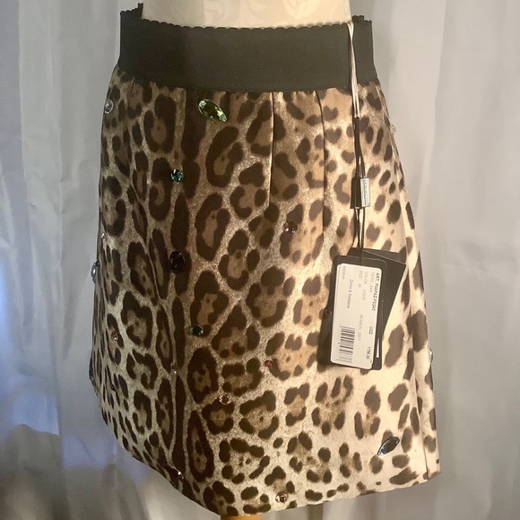 Dolce & Gabbana $1795 NWT Leopard Jeweled Skirt 4 - Picture 5 of 12